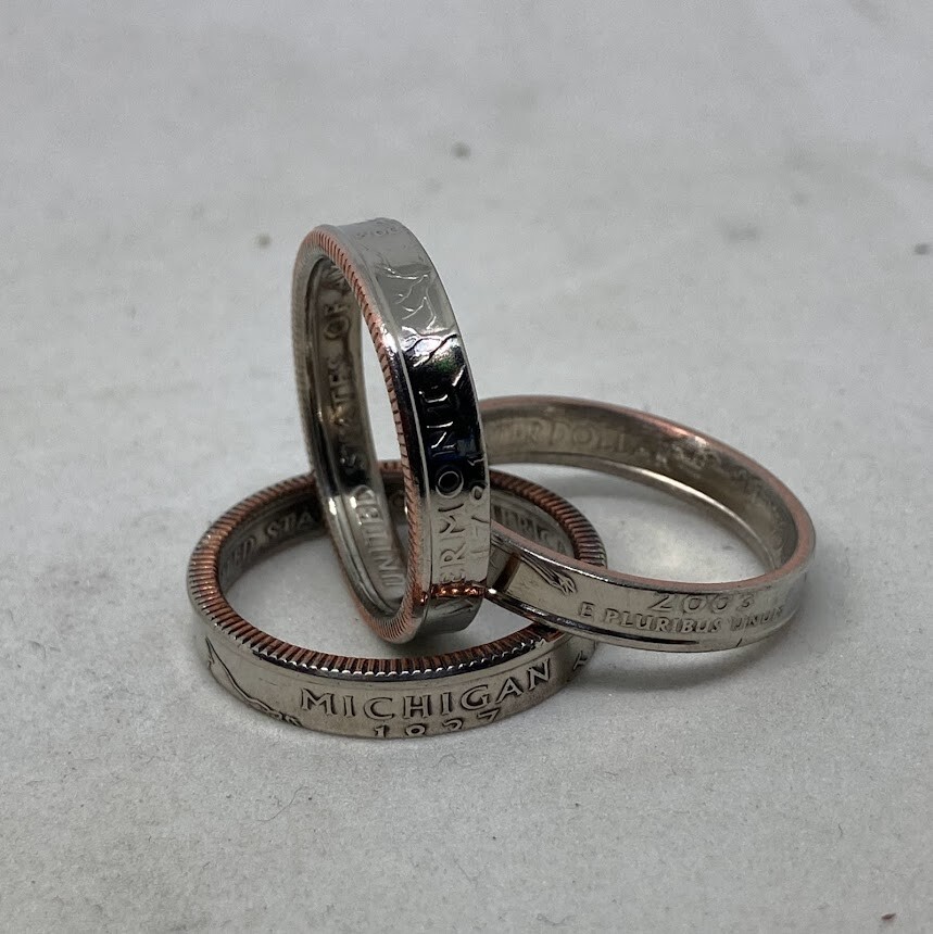 State Quarter Ring (Made with actual quarter) Handmade Band