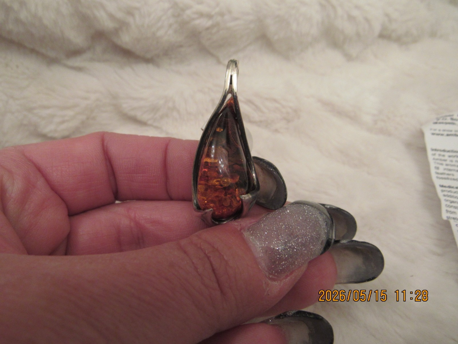 Sterling Silver Pendant Amber America