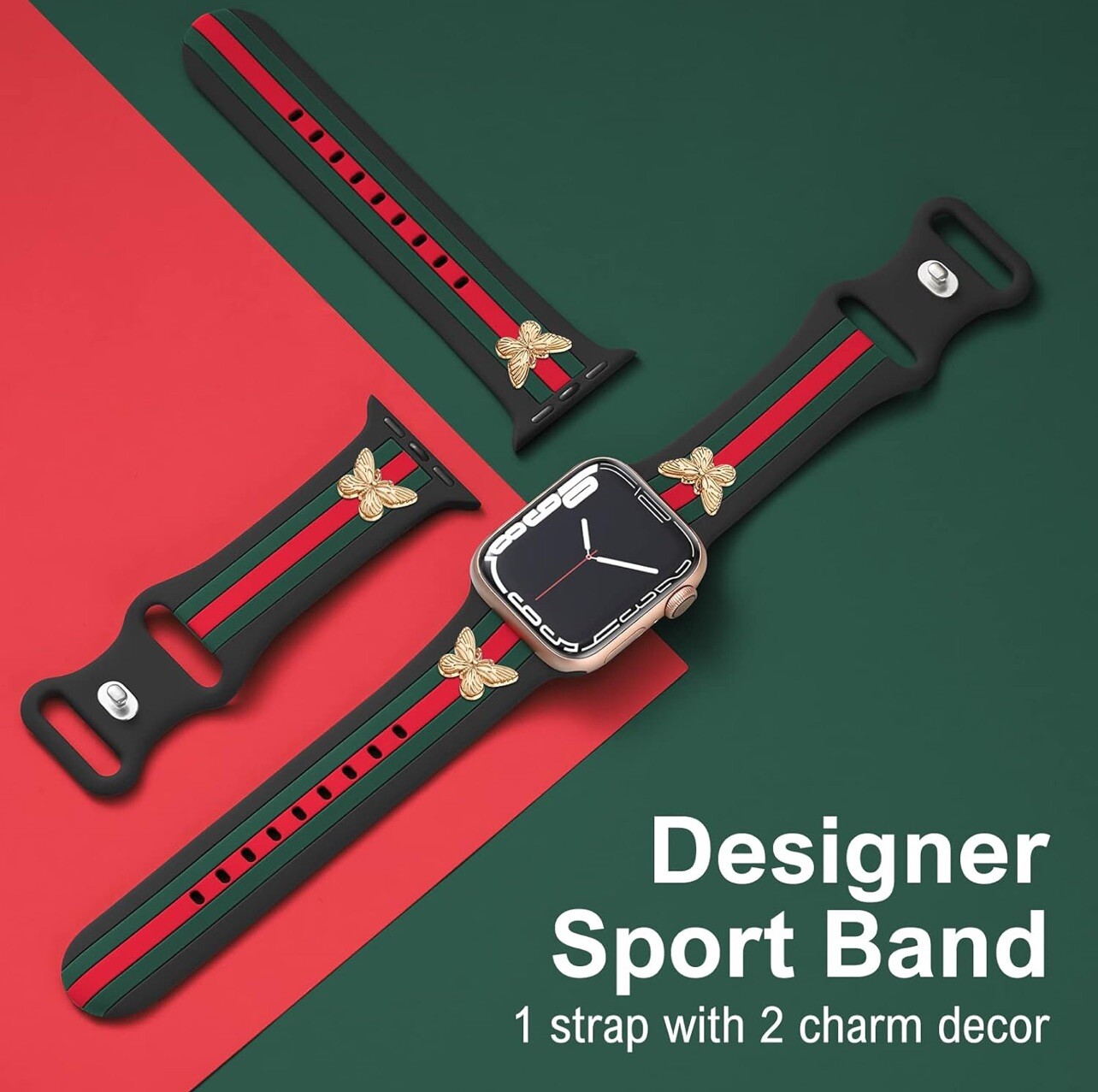 Designer Band with Charms Decor Compatible with Apple Watch Band 38mm 40mm 41mm