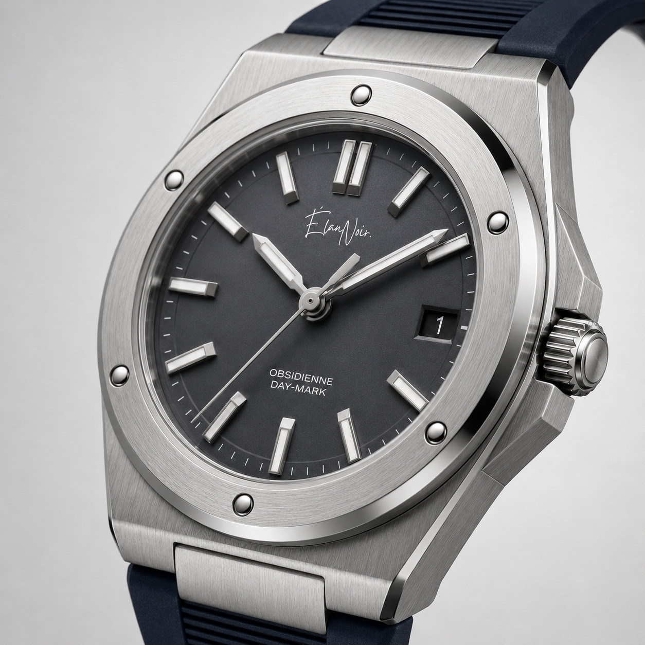 Élan Noir Obsidienne Day-Mark Automatic Watch Black Dial Sapphire Steel 41mm
