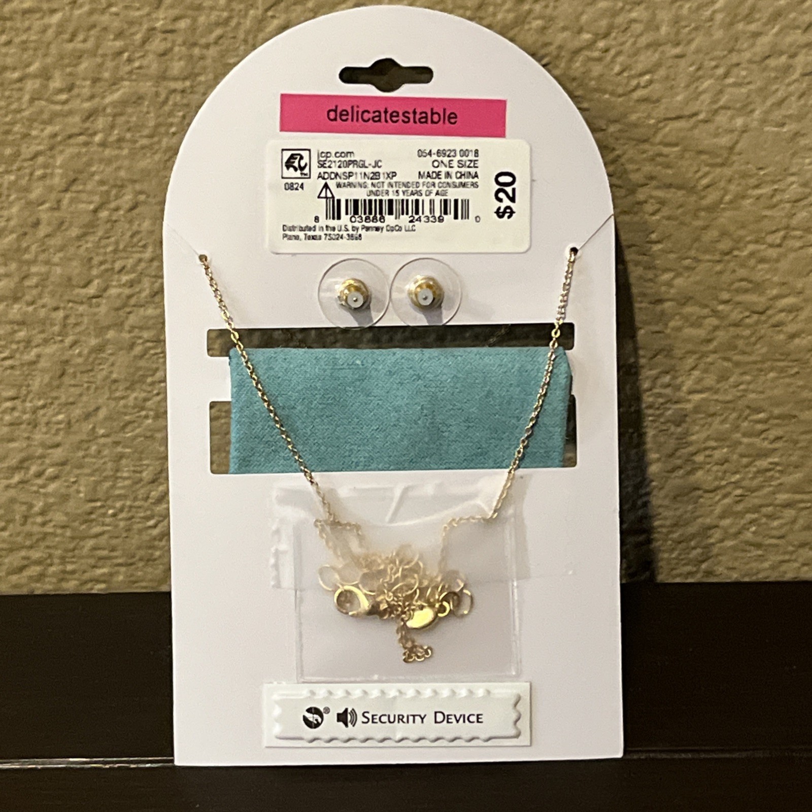 NWT Bijoux Bar Delicates GoldTone Necklace & Stud Earring Set w/Pouch Letter S