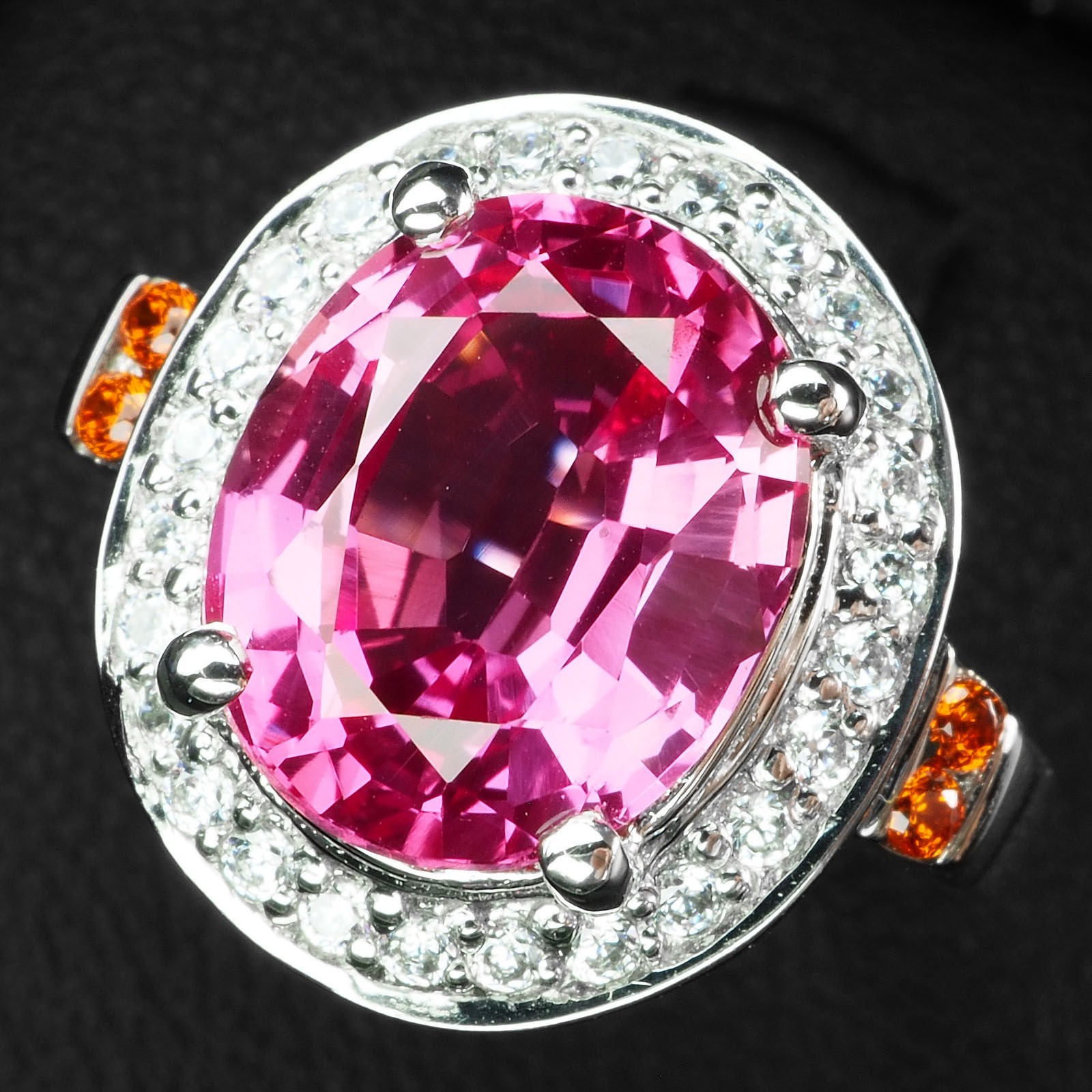 Precious Pink Padparadscha Sapphire 4.40Ct 925 Sterling Silver White Gold Rings