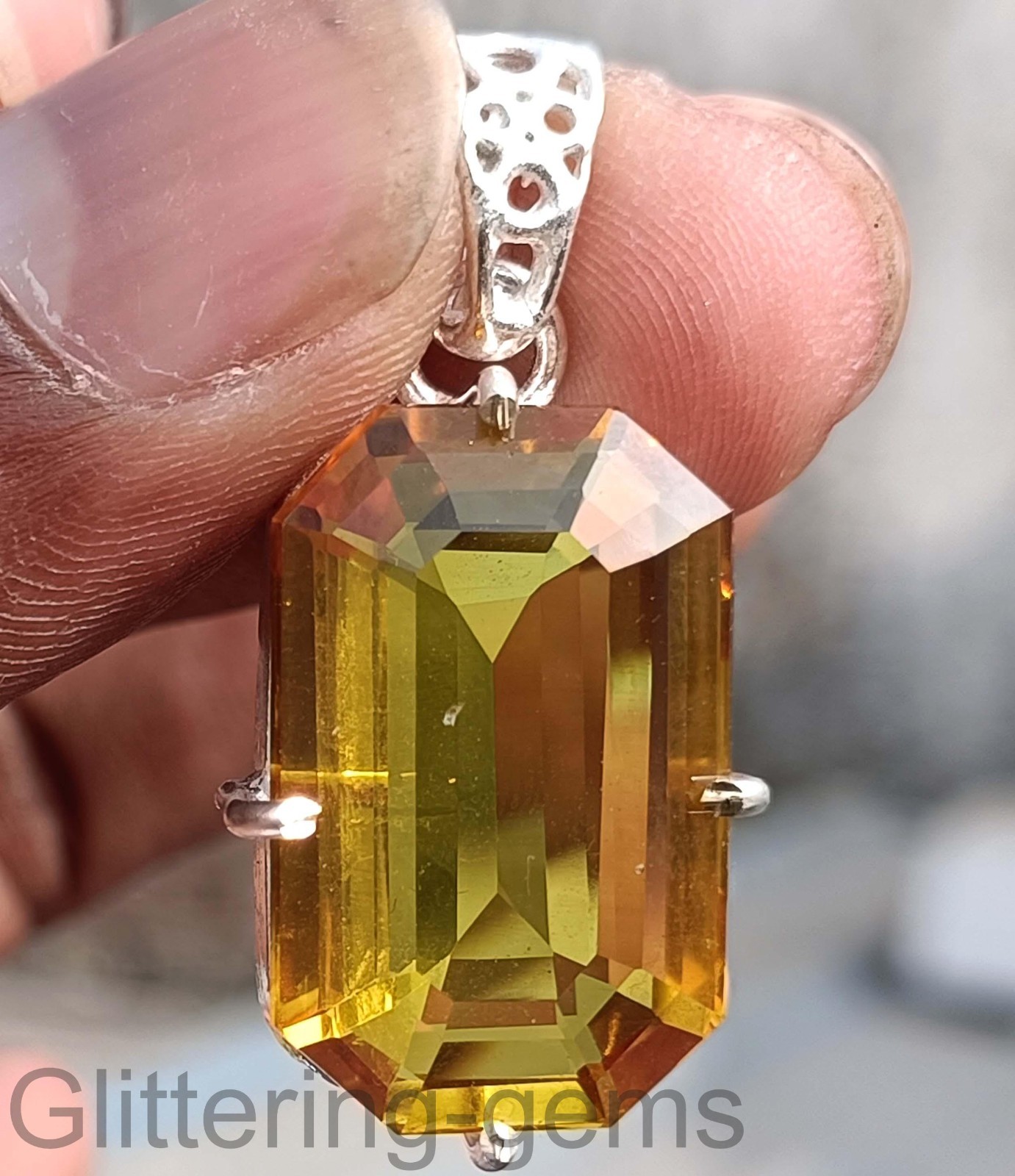 IGL Certified 40.00 Carat Sapphire Emerald Cut 925 Sterling Silver Pendant 5DDL