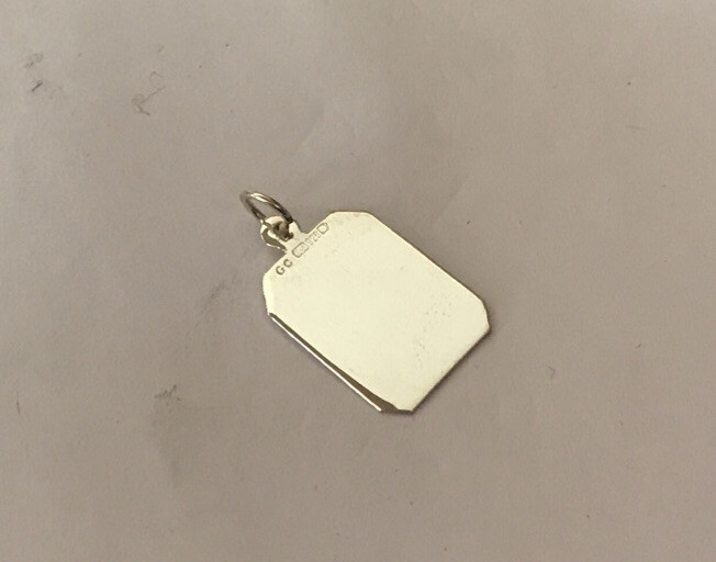 Sterling Silver 925 Square Blank Disc Tag Plain Top Engraved Charm Pendant D26
