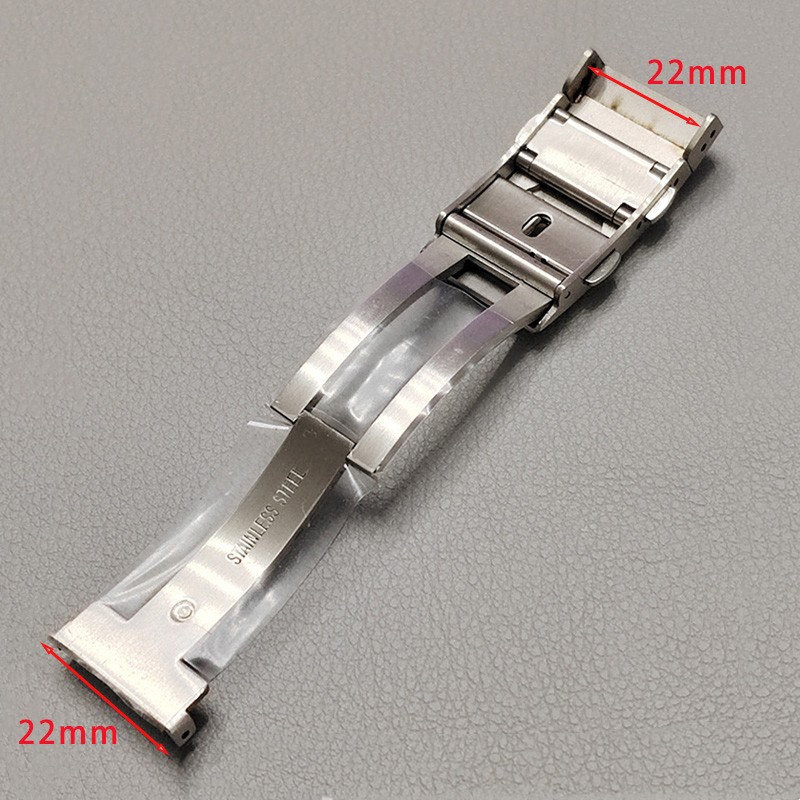 316L Solid Stainless Steel Folding Buckle Double-push Butterfly Clasp 18/20/22mm