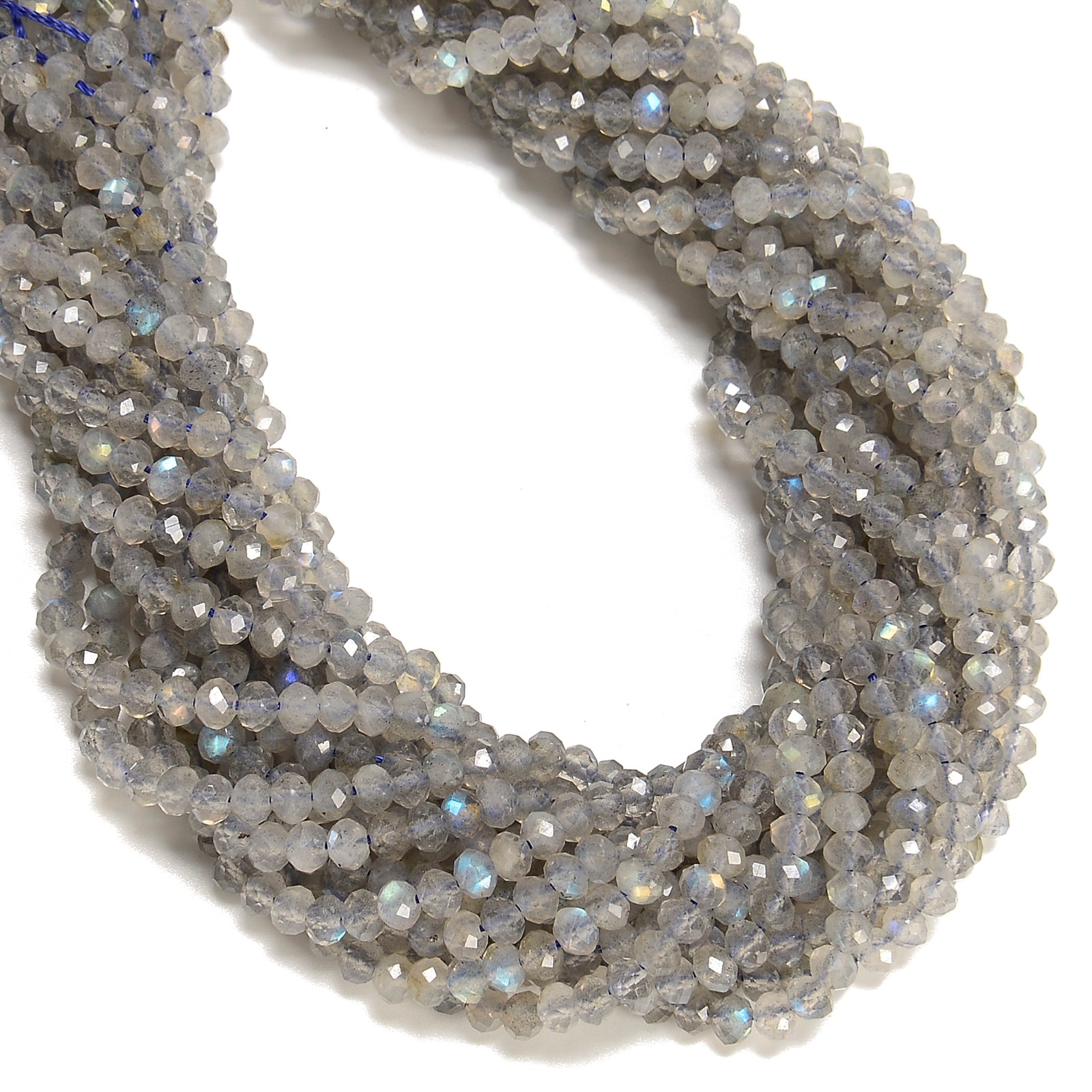 Natural Labradorite Faceted Rondelle Beads Size 3x4mm 15.5″ Strand