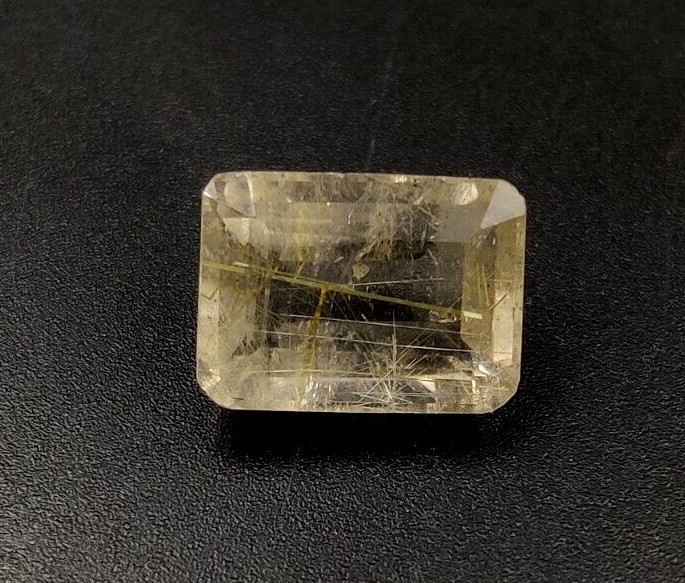 8.7Ct Natural Rutilated Quartz Faceted Cut Emerald 13.7X10mm Loose Gemstone W142