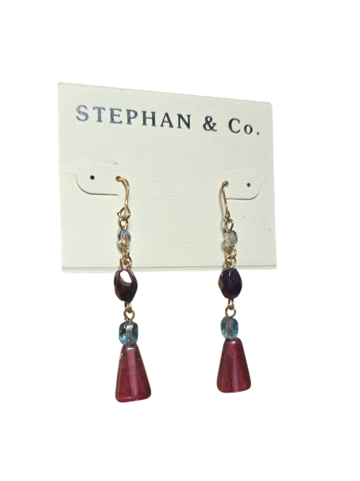 Stephan & Co Women’s Gold Plated Purple Blue Hook Earrings