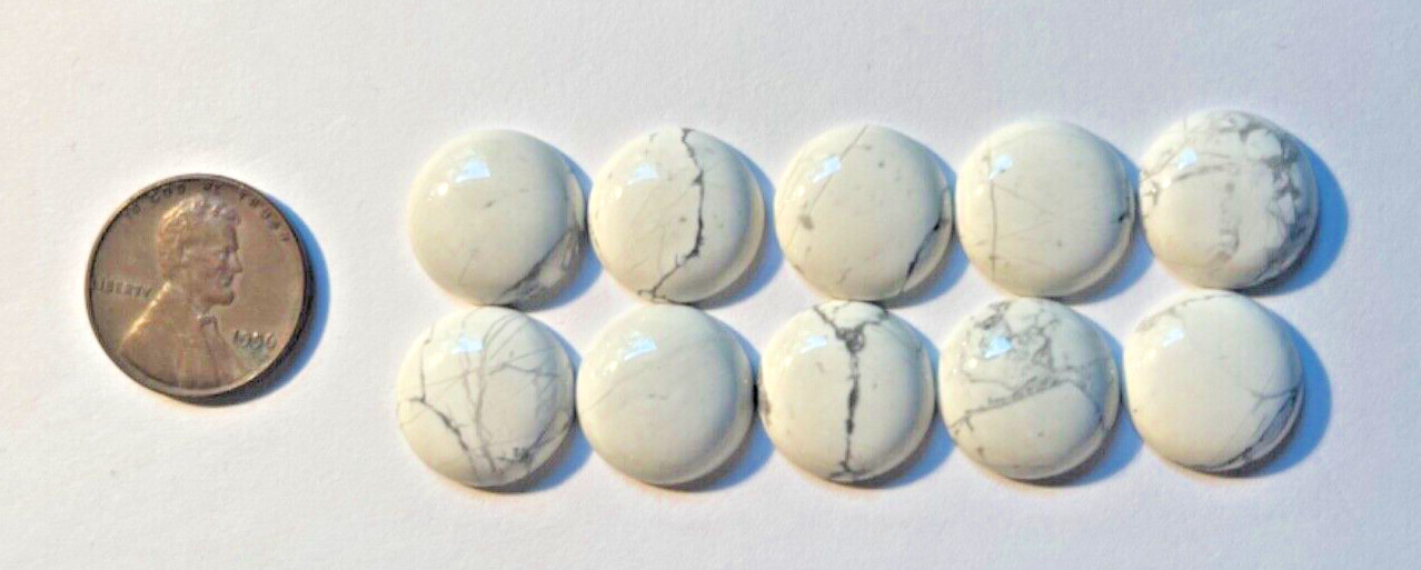 LOT OF 10 PIECES GENUINE NATURAL 15 MM CAB WHITE HOWLITE BELOW WHOLESALE!!!