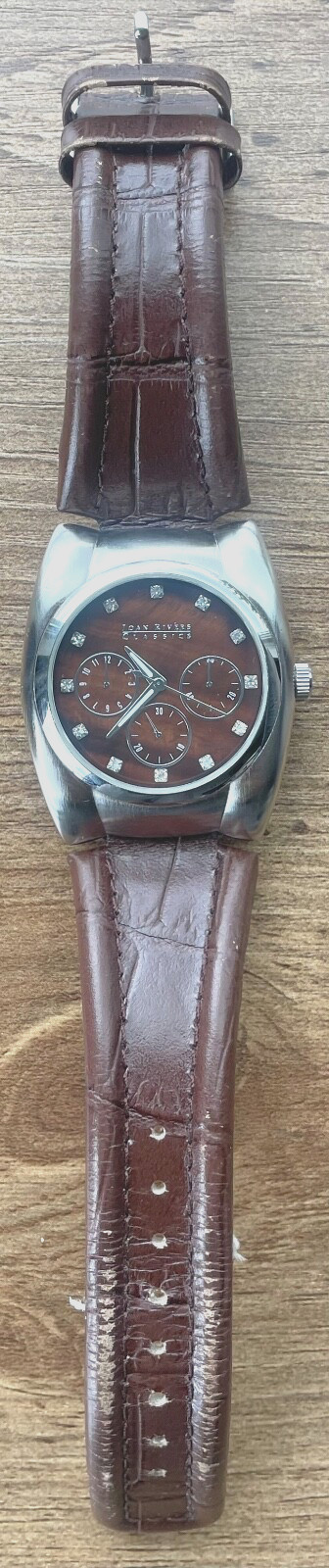Joan Rivers Classics Men’s Watch V377 Leather Band New Battery WORKING