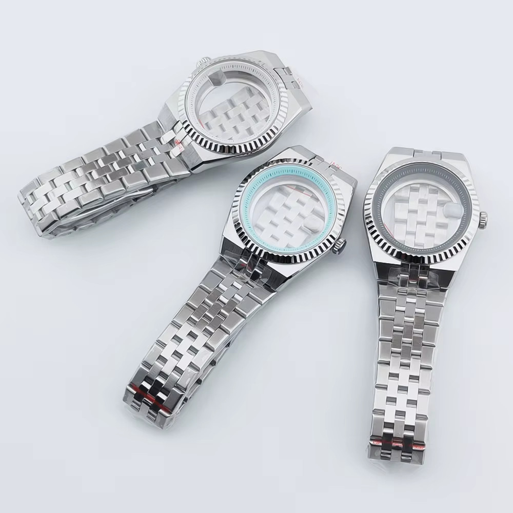 40Mm Silver Watch Case Sterile Sapphire Glass Fit NH34 NH35 NH36 NH38 NH72 ETA 2