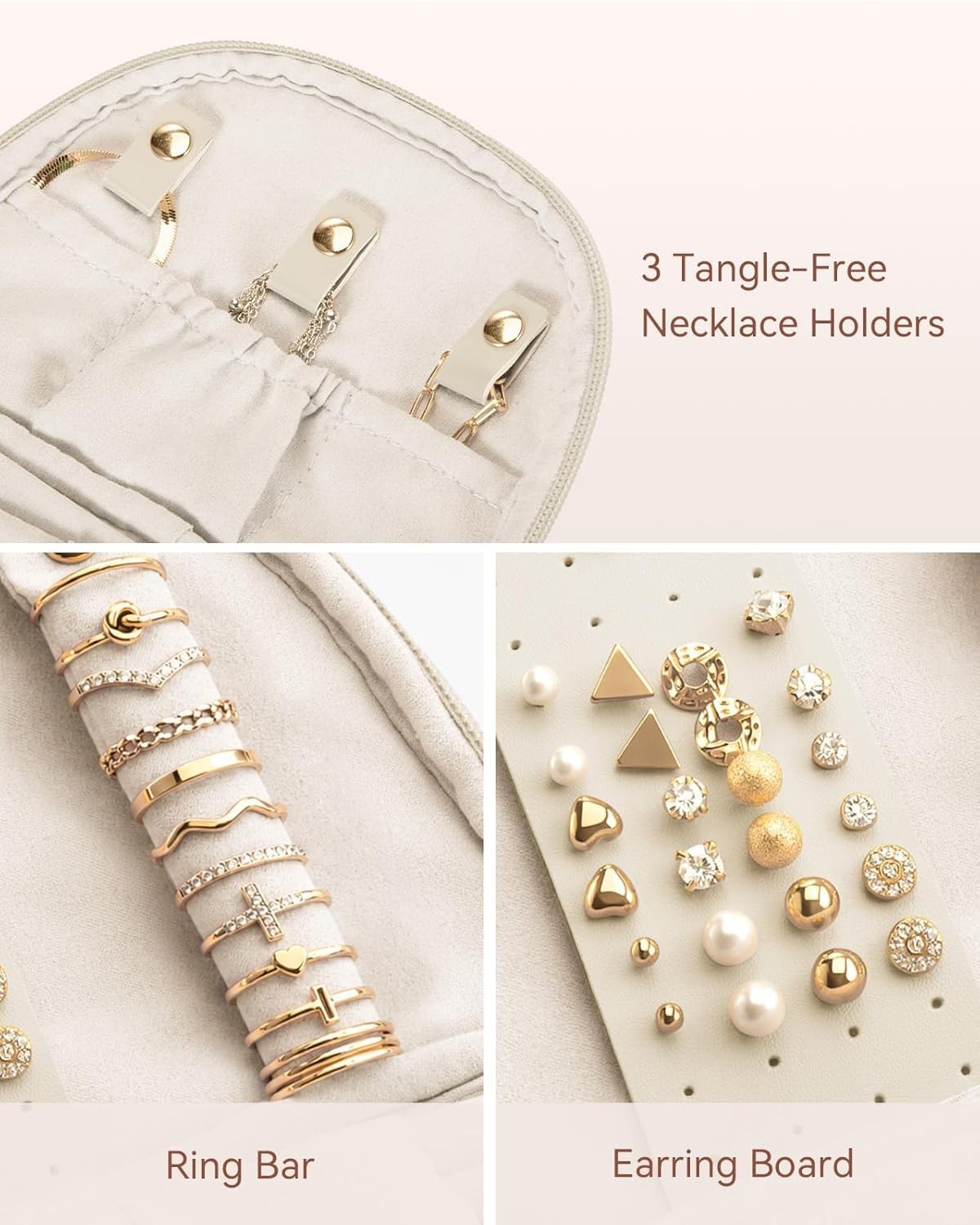Travel Jewelry Case Small Velvet Jewelry Bag w Zipper Portable Organizer Pouch