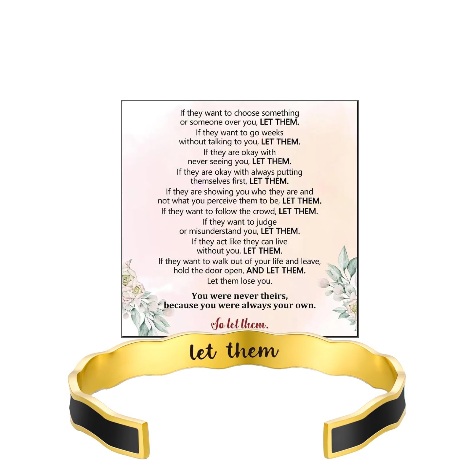 Let Them Motivational Color wave Bracelet For Women, Stainless Steel with Hid…