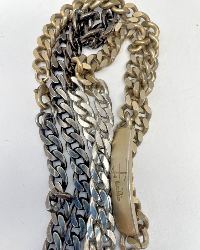 Emilio Pucci Cuban Link Chain Necklace Italy Y2K Gold Silver Color Designer Chic
