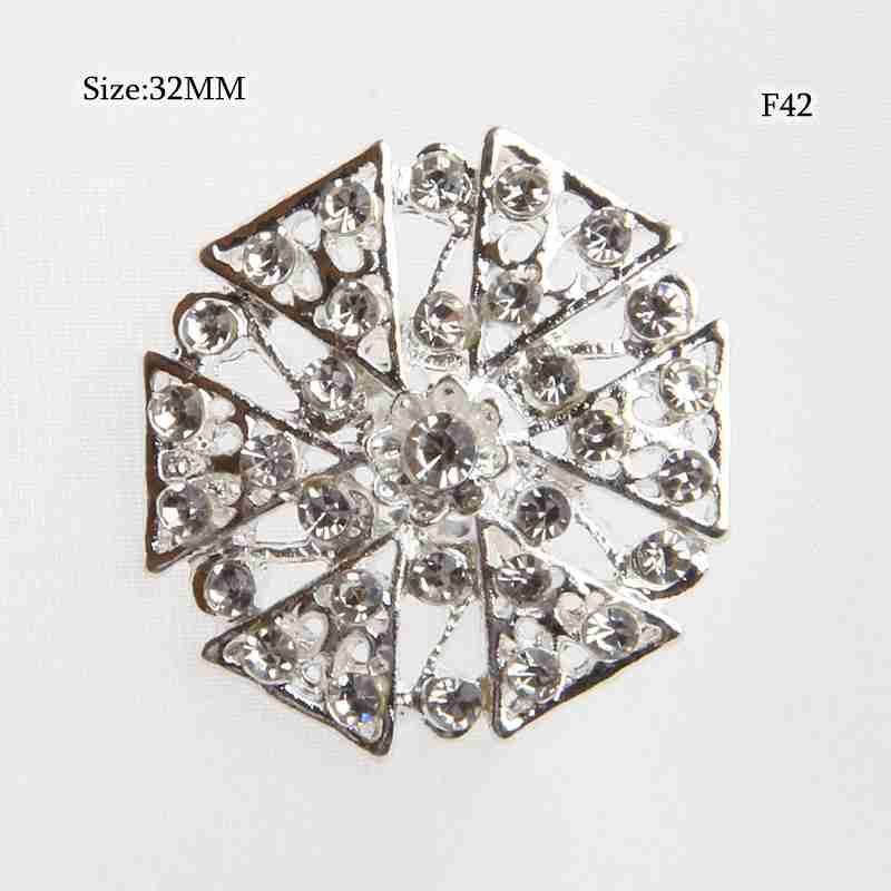 Metallic Flower Crystal Brooches -Round Rhinestone Brooch Pin Bouquet DIY Making