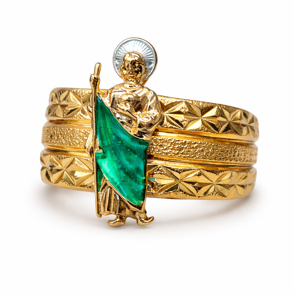 Italian 1/200 14k Yellow Gold St Jude Ring Religious Catholic Ring Men Women
