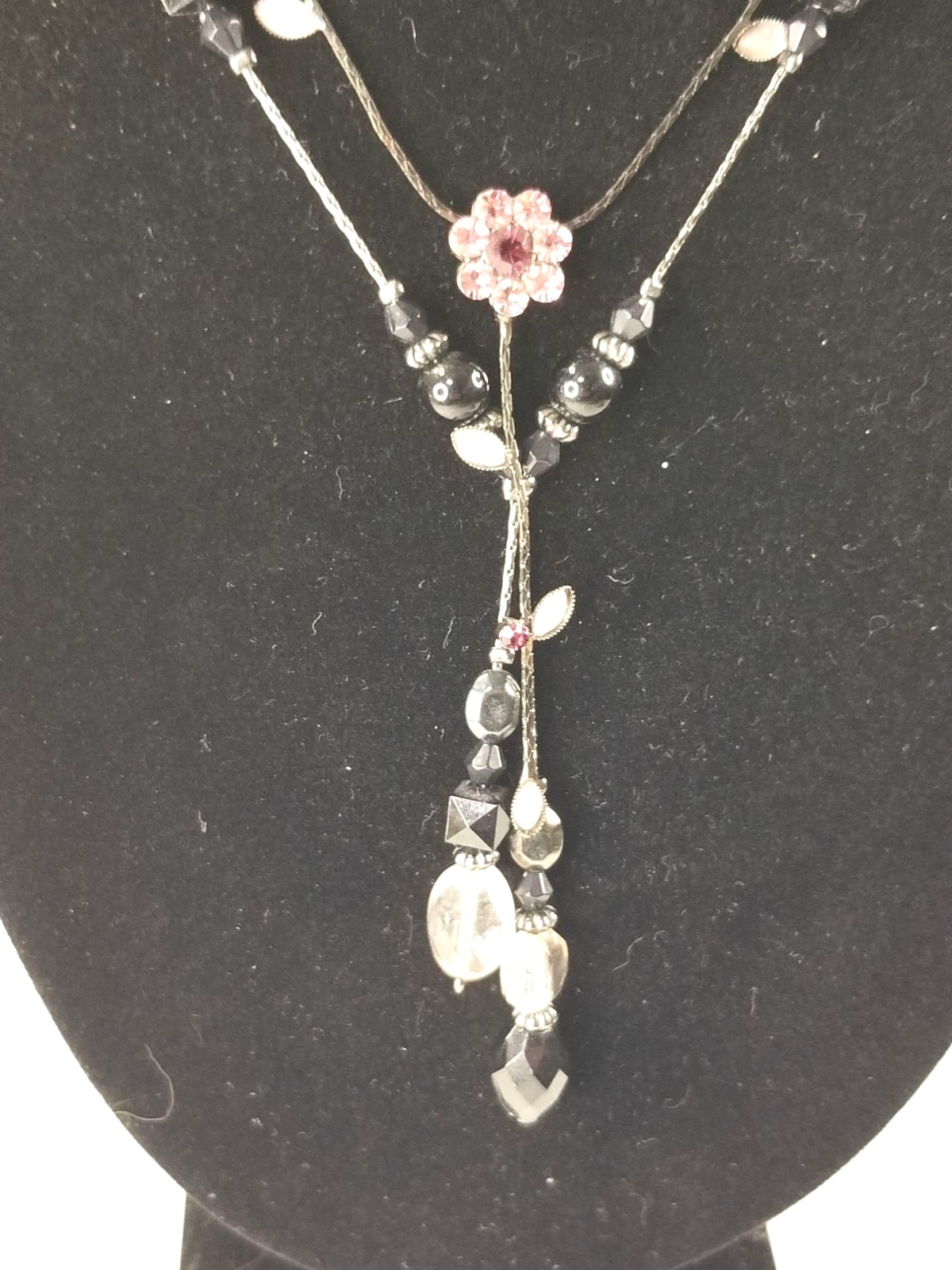 Claire’s Black Necklaces 1928 Drop Dangle Rhinestones Lot of 2