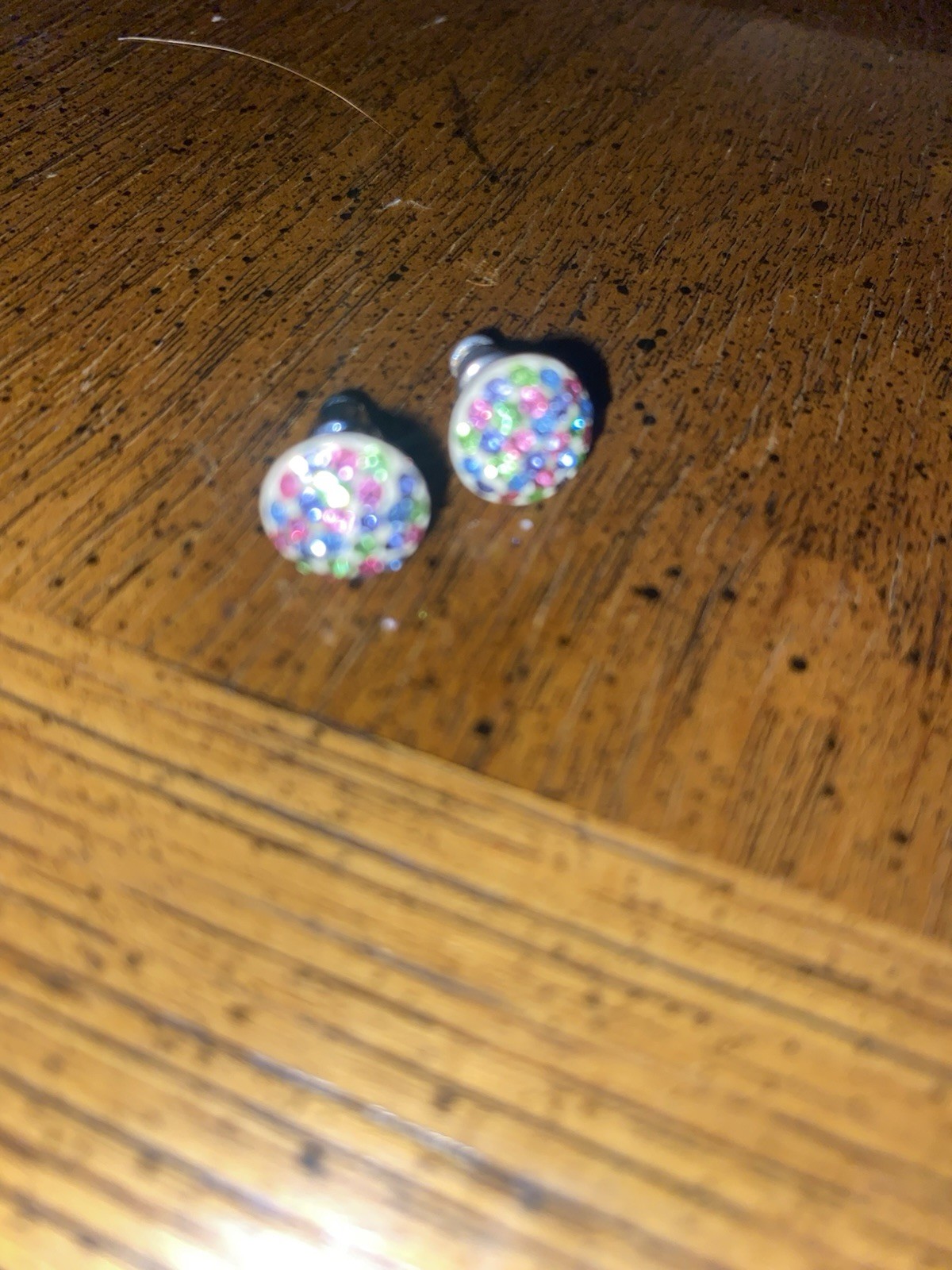 Multicolor Round Stud Earrings marked 925 silver Pair for Lobe