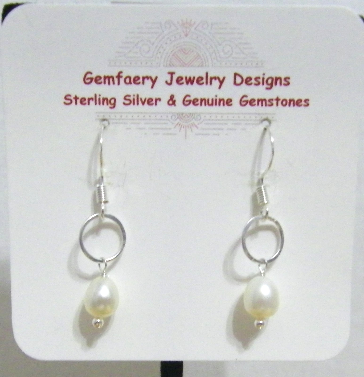 Sterling Silver Wire-Wrapped CULTURED PEARL Dangle Earrings #303…Handmade USA