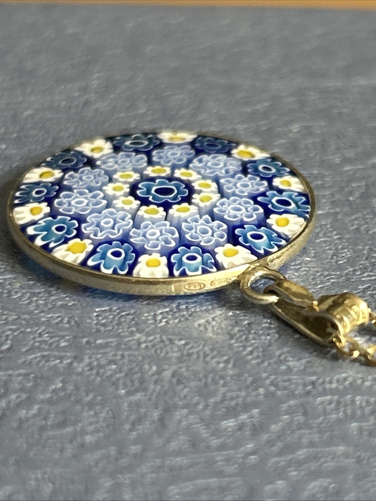 925 Silver Millefiori Pendant On 46cm Chain/ Gold Overlay