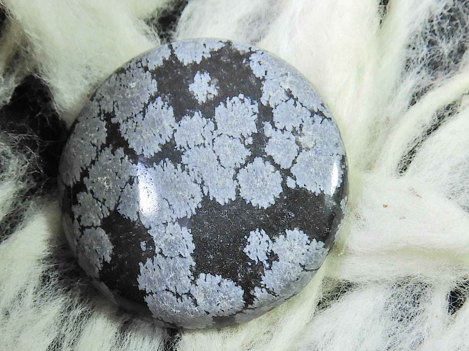 50Cts. Natural Snowflake Obsidian Loose Gemstone Round Cabochon 34X34X04MM m436