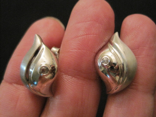 925 Sterling Silver Cubic Zirconia Earrings ~ Weighs 5.59 Grams