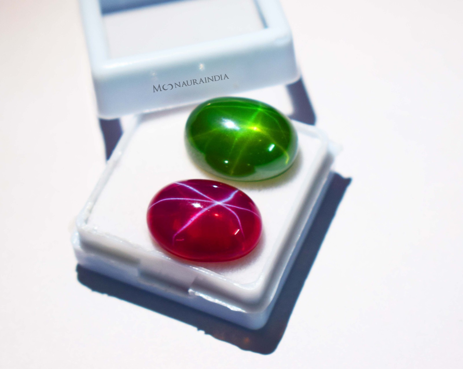 Natural Star Ruby & Star Green Sapphire Gemstone Pair 20Ct Oval cut Combo Offer
