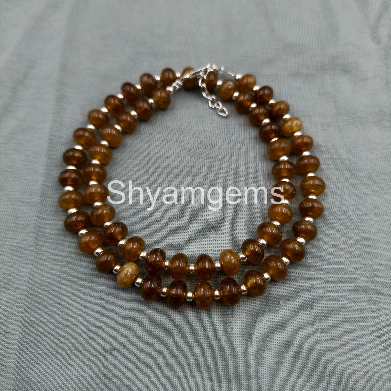 Hessonite Garnet Necklace 8mm Rondelle Beads, Cinnamon Brown Gemstone Jewelry,
