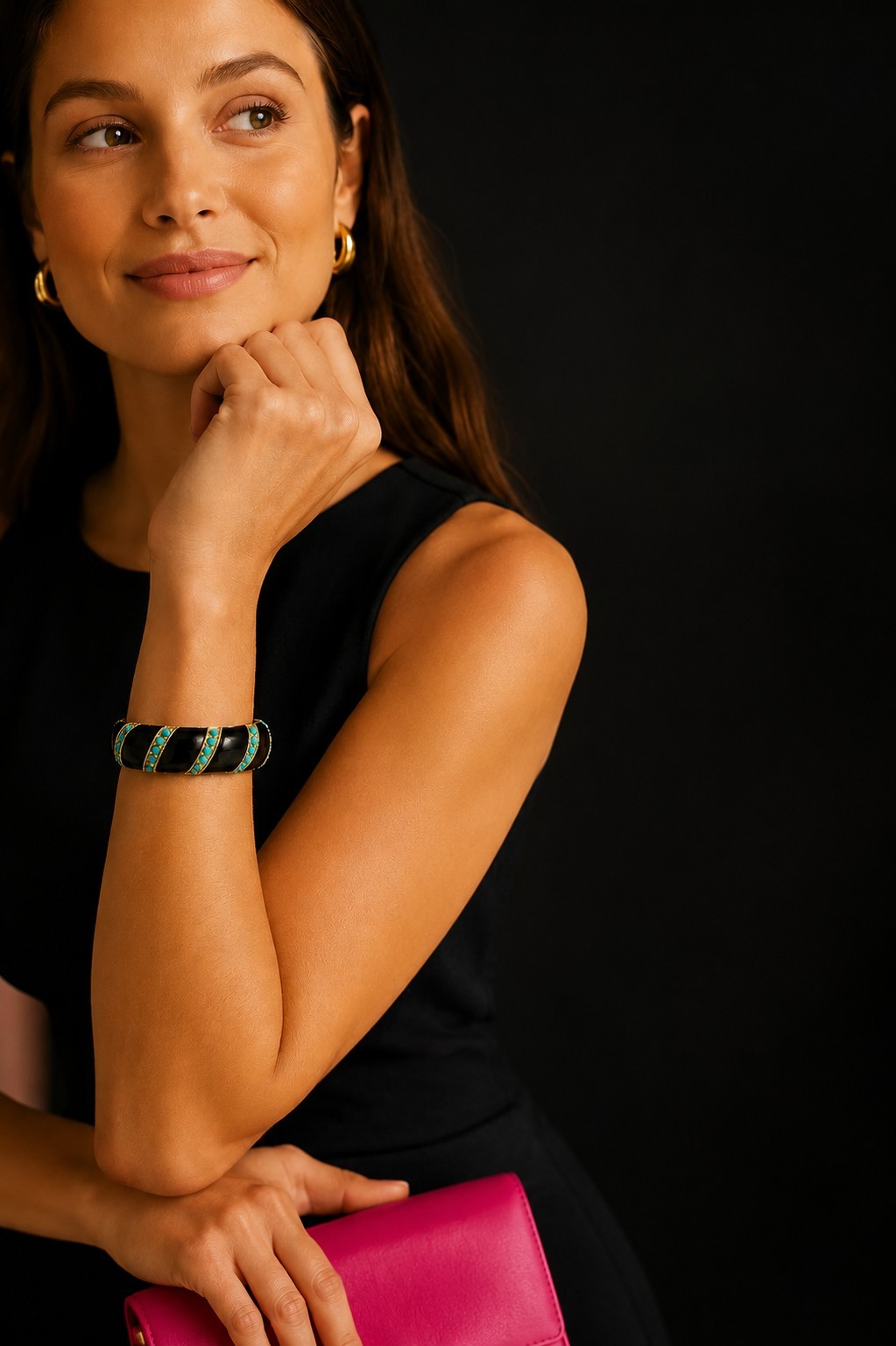 J. CREW BRACELET BLACK AND BLUE ON GOLD
