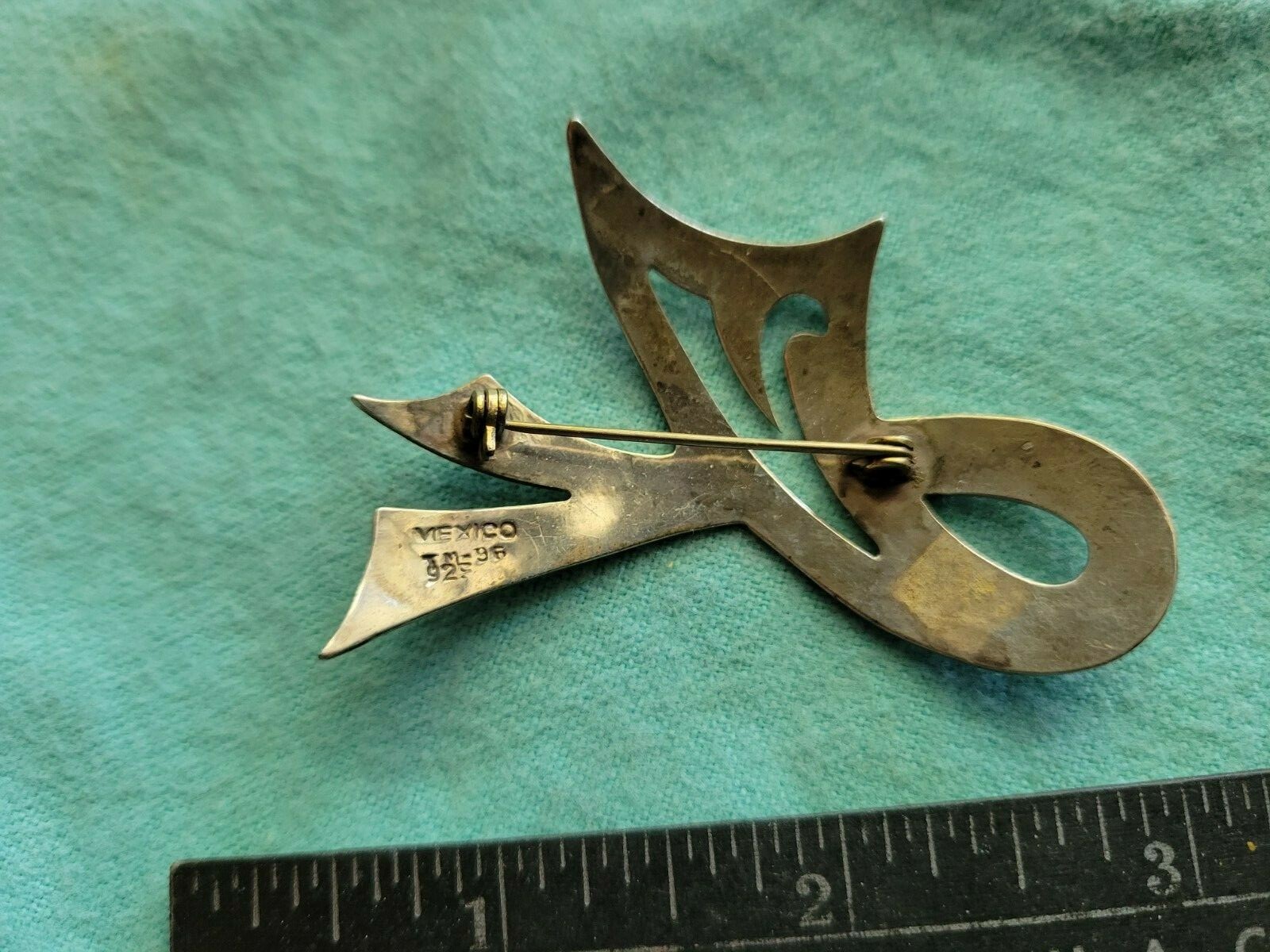 Signed TM-96 Sterling Fertility Ribbon Pin Brooch