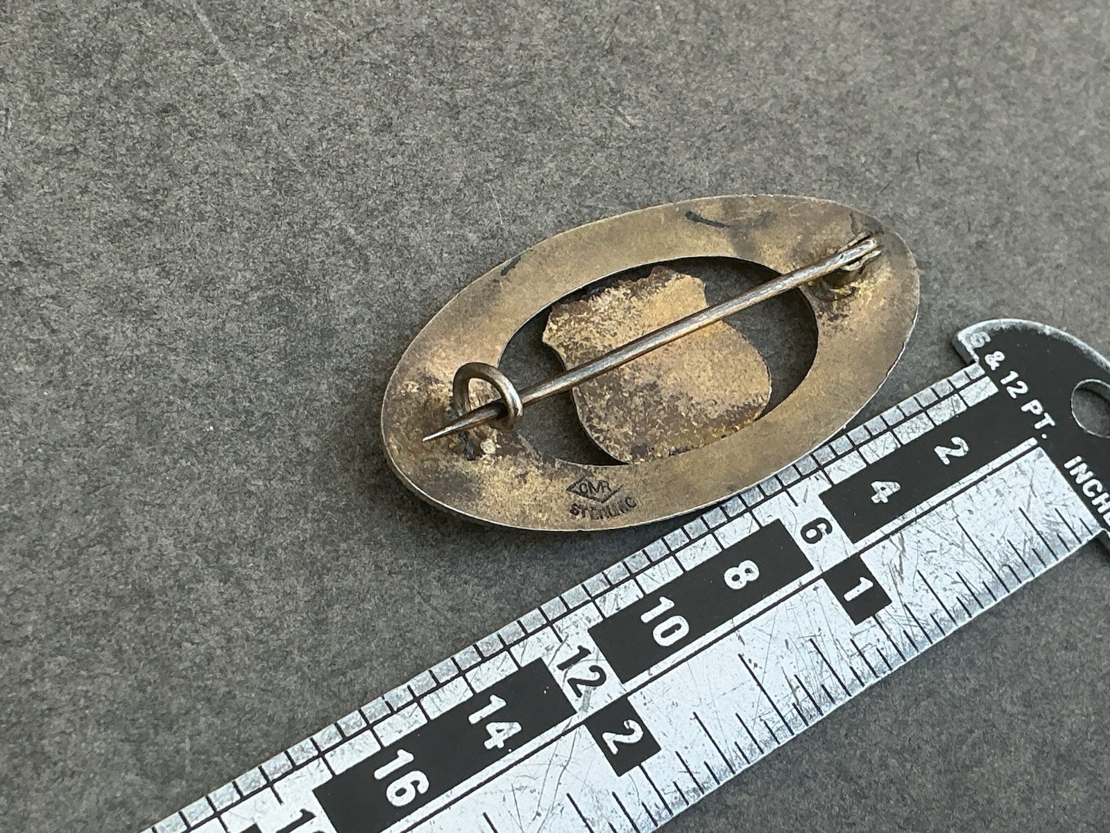 antique sterling silver pin brooch Michigan Coat Of Arms Sterling