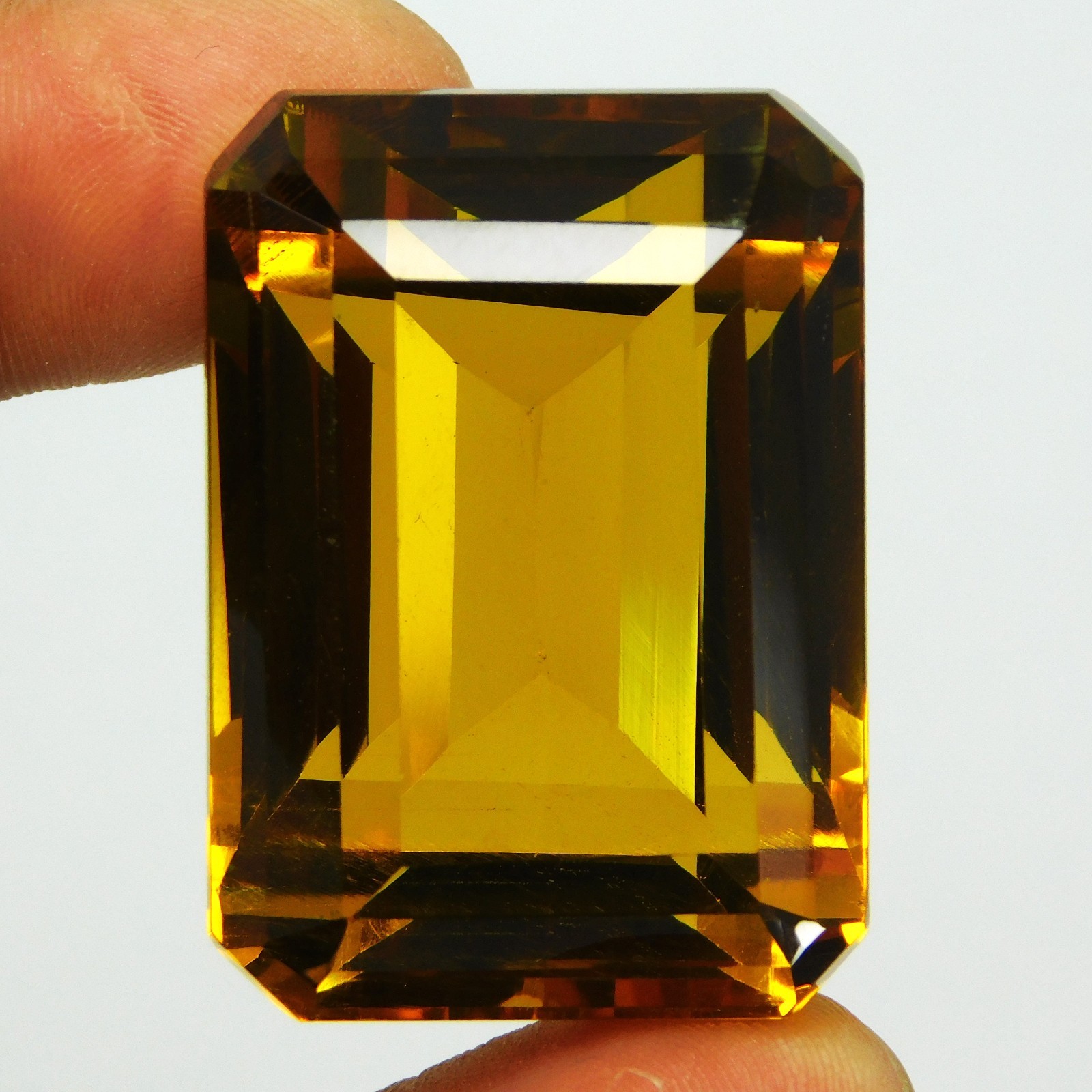 Certified 190.00 Cts Natural Mogok Painite Orange Yellow Emerald Shape Gemstone