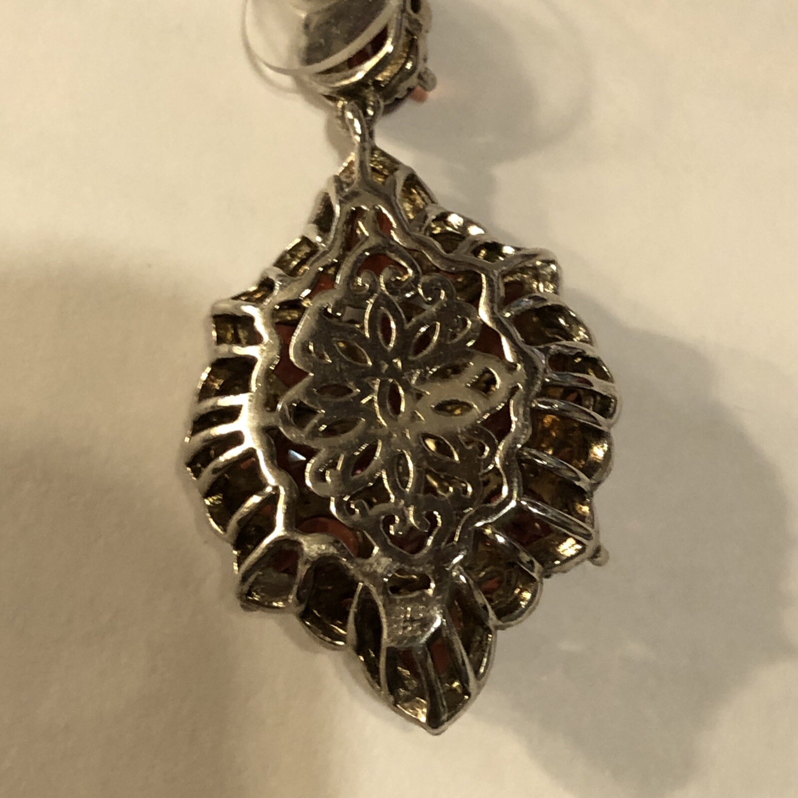 Red Garnet Cluster Marquise 925 Sterling Silver Dangle Earrings
