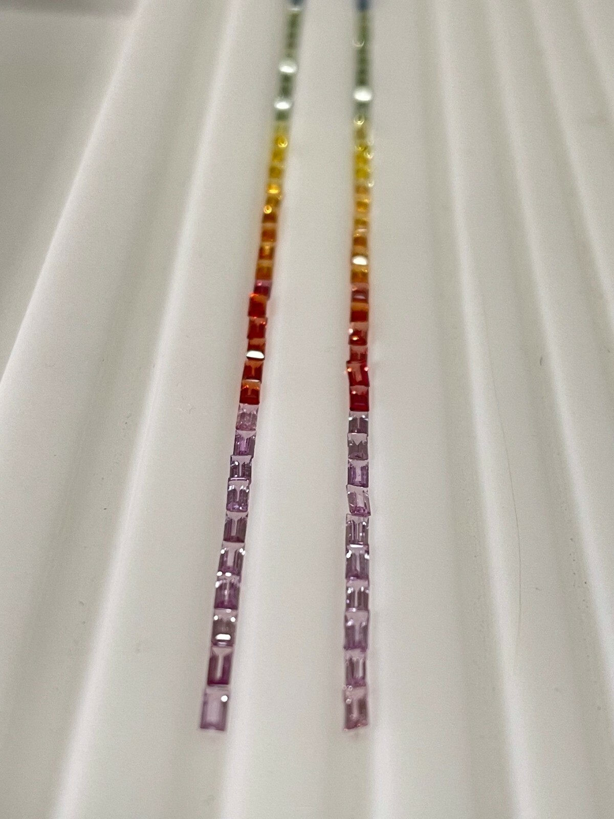 4x2mm Rainbow Sapphire Baguettes Loose Stones Tennis Bracelet 44 Stones