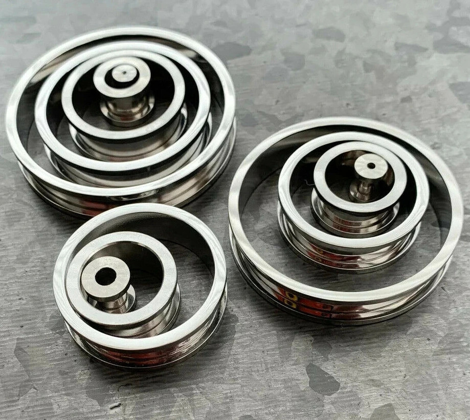 PAIR 316L Surgical Steel Screw Fit Tunnels Ear Plugs Earlets Gauges 16g thru 2″