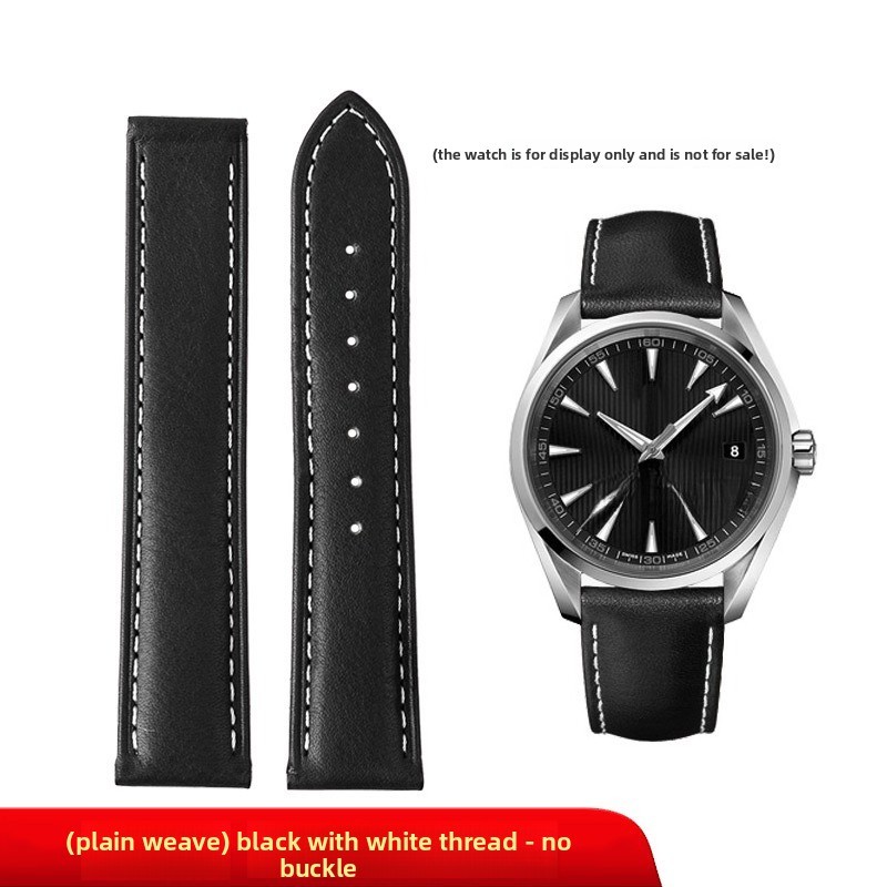 quality genuine leather watch straps mens stitched band 19mm 20mm 22mm for Omega