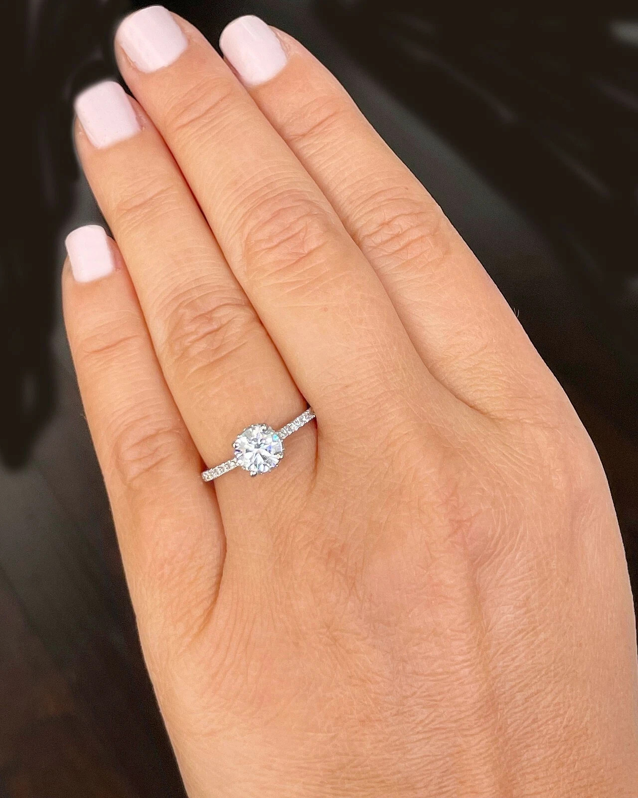 Certified Natural 1.35ct F/VS1 Round Diamond AAA 14K White Gold Anniversary Ring