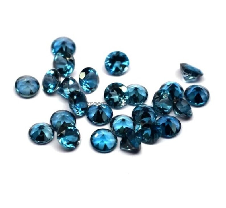 Natural London Blue Topaz 3mm 4mm 5mm 6mm Round Shape Faceted Gemstone