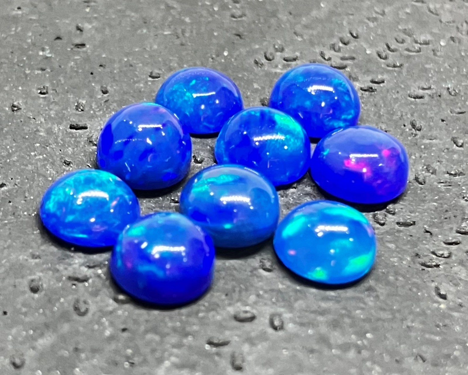Natural Ethiopian Blue Opal Fire Round Flat Back AAA Loose Gemstone For Jewelry
