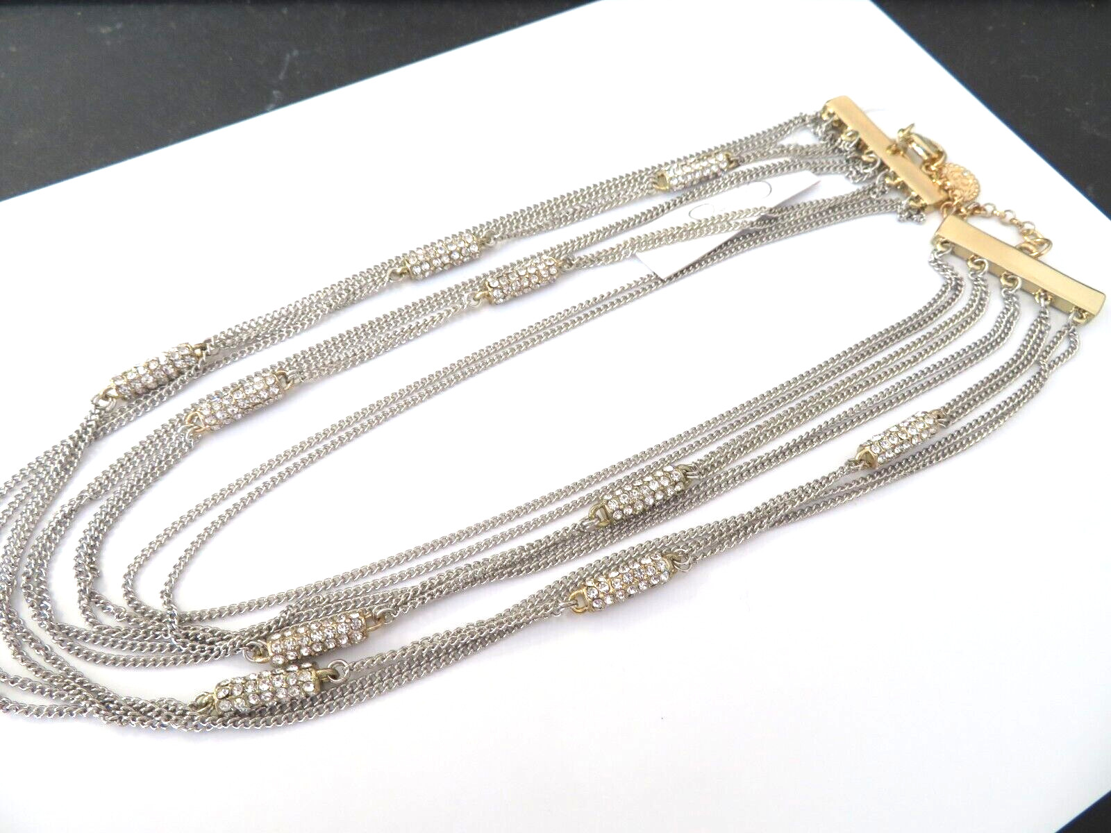 JESSICA SIMPSON SILVER/GOLD PAVE CHAIN NECKLACE 18-20″
