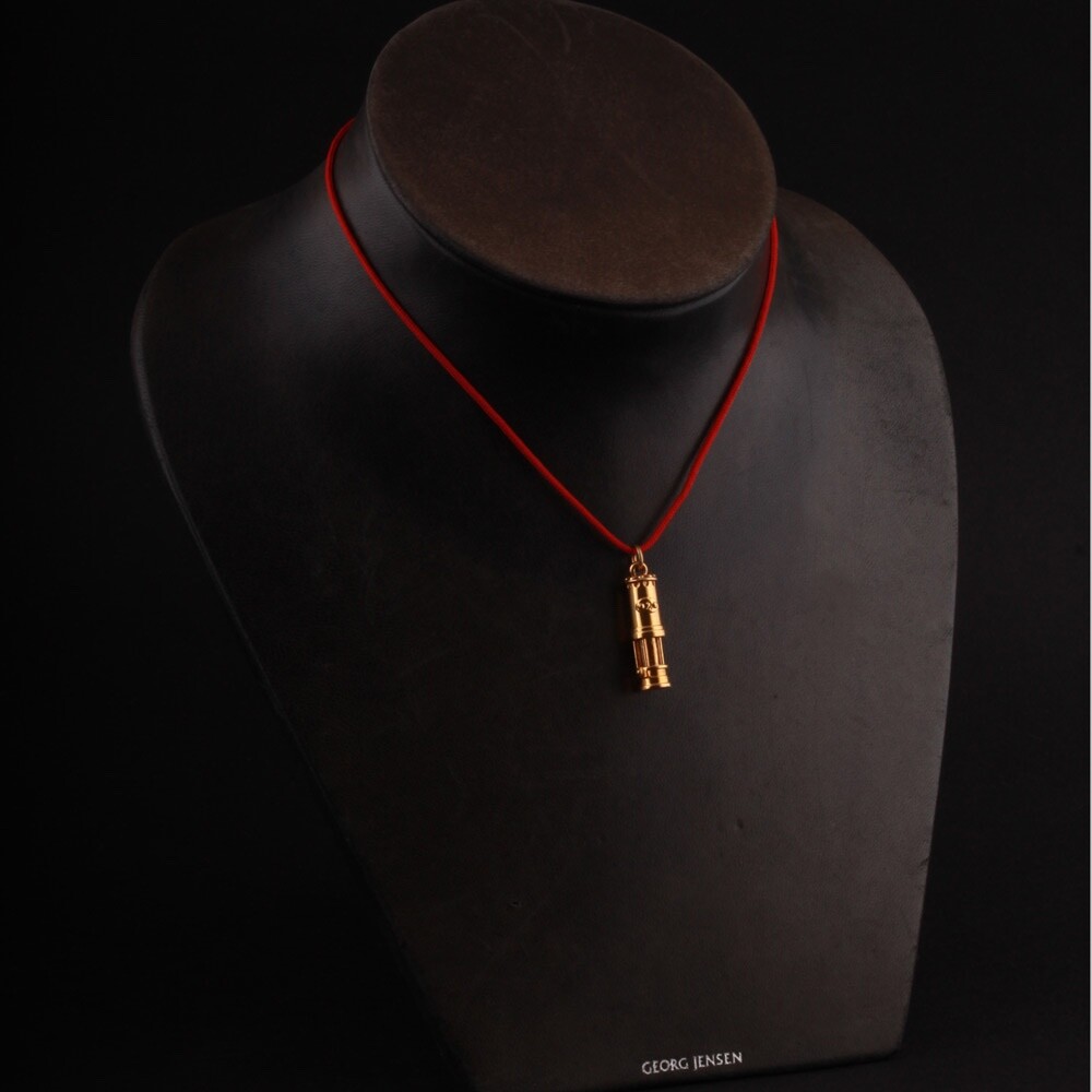 Gilded Minelamp with Red Georg Jensen Cord, 36 cm.