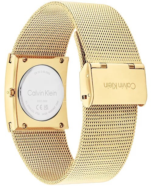 Calvin Klein Women’s Pulse Gold-Tone Stainless Steel Mesh Watch 26.40mm $150