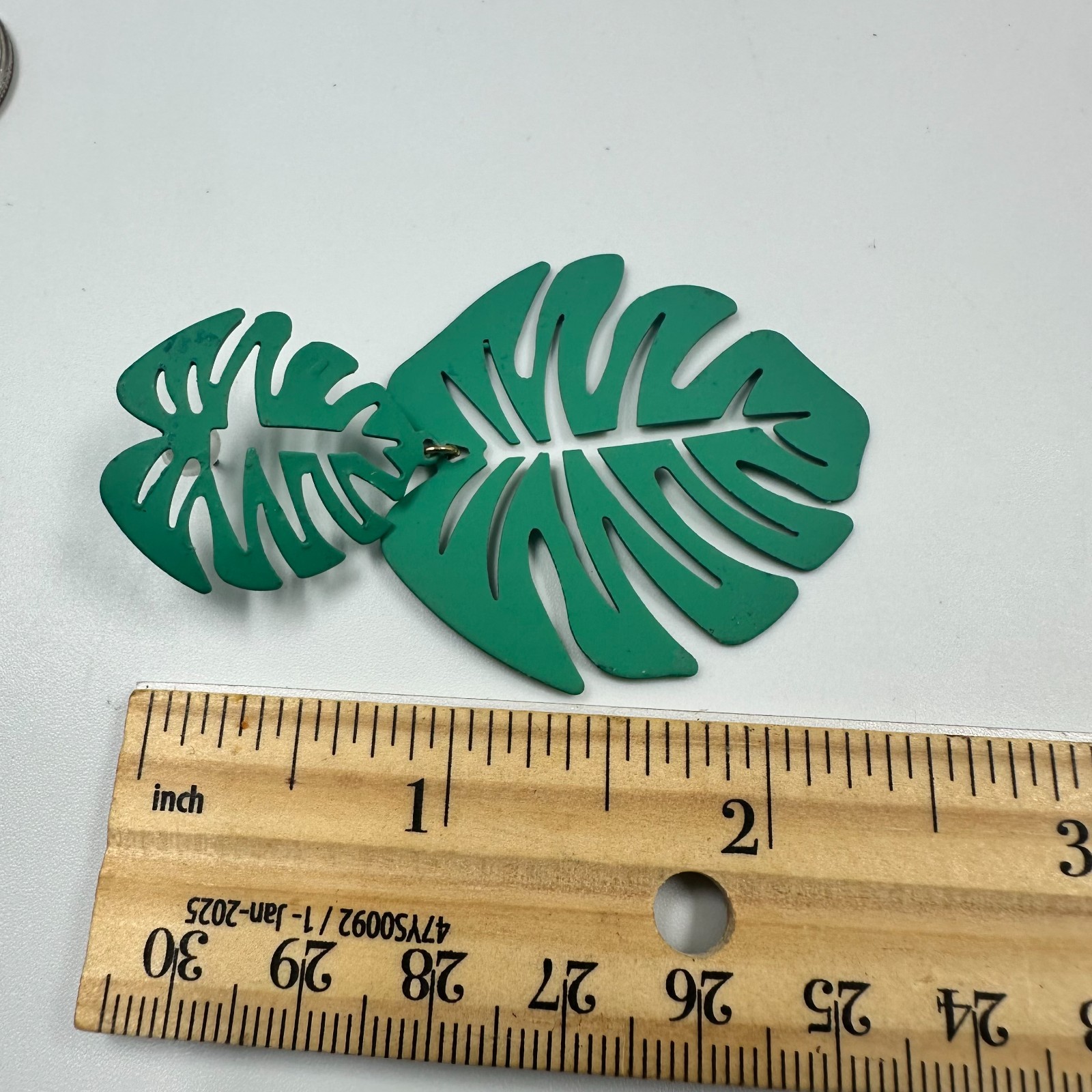 Monstera Leaf Dangle Earrings Green Tropical Beach Summer Jewelry Pierced