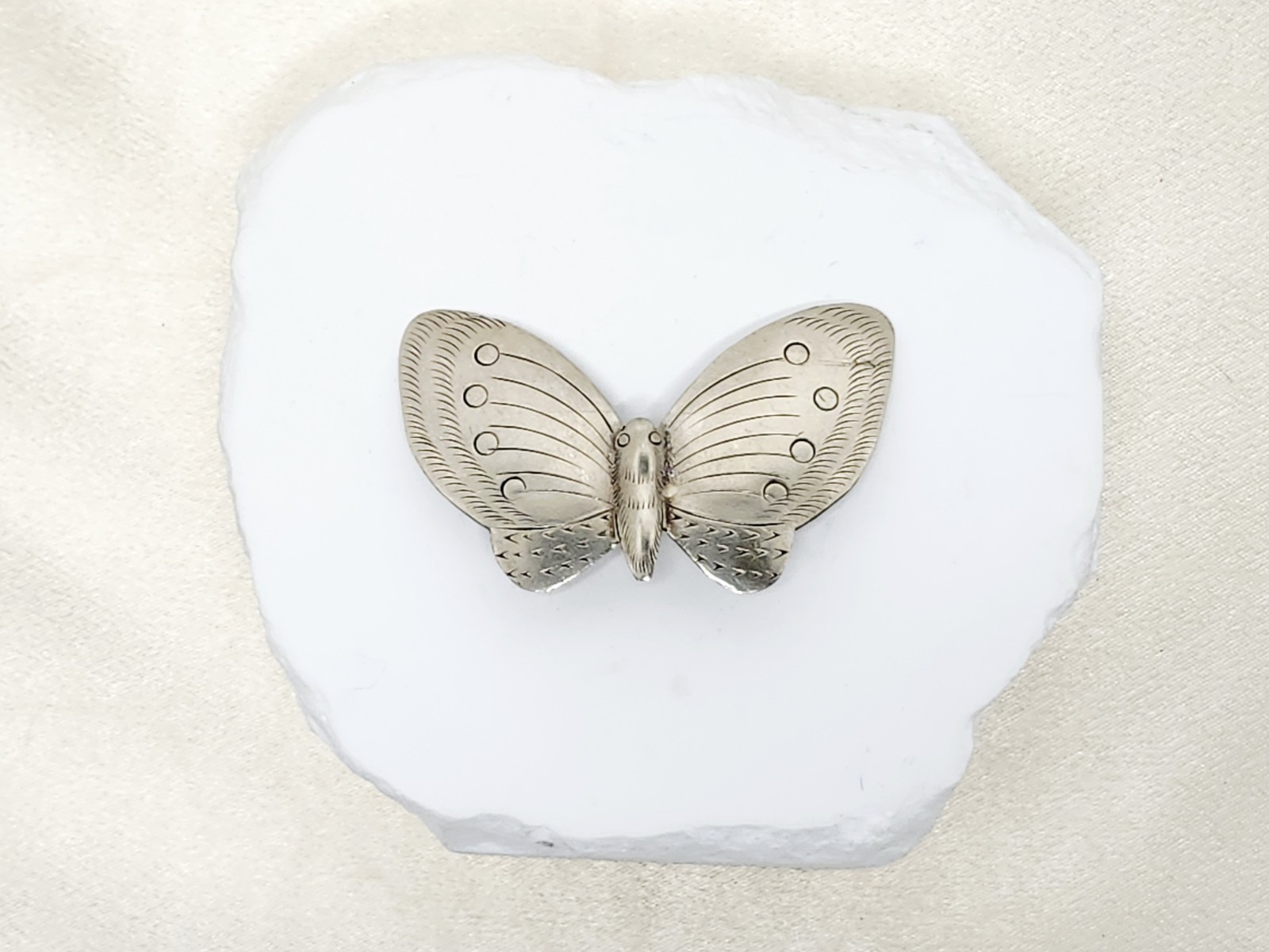 Vintage Nickel Silver Butterfly Brooch- 2 1/4″ W