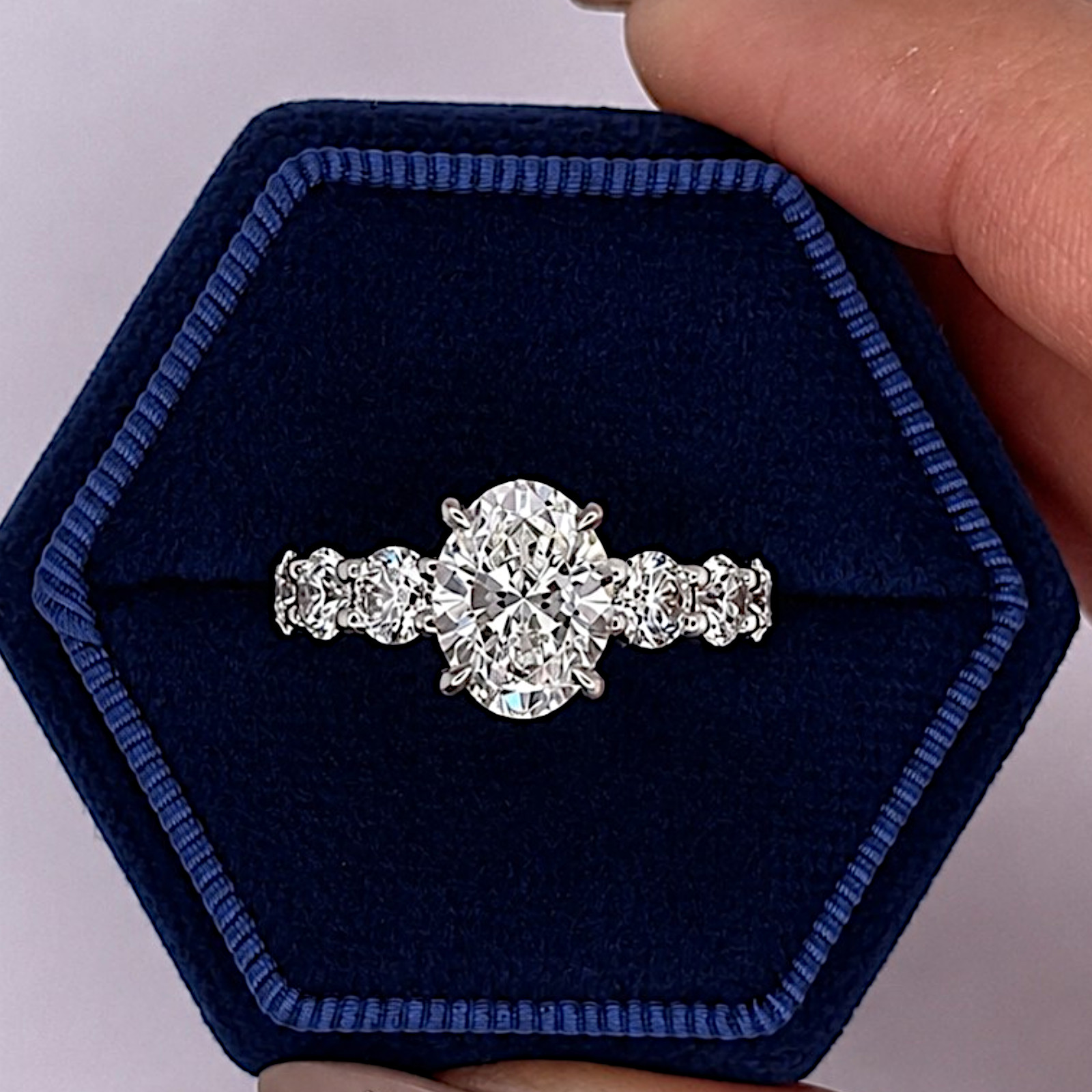 Diamond Engagement Ring IGI Certified Lab Grown 14k White Gold 5.00 CT Oval Cut