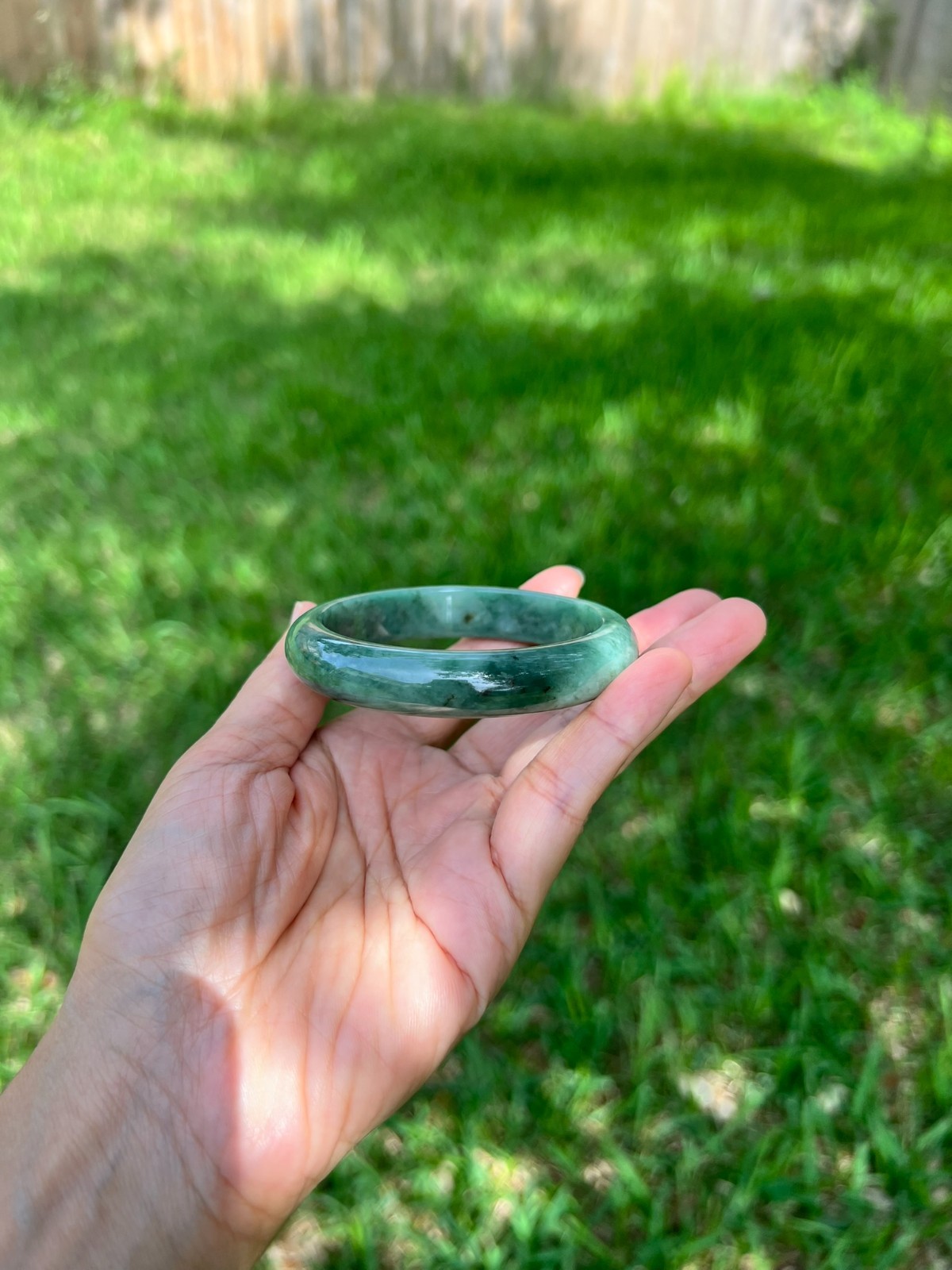Full Rich Green 100% Natural Grade A Jadeite Jade Bangle Bracelet 57.8mm H186