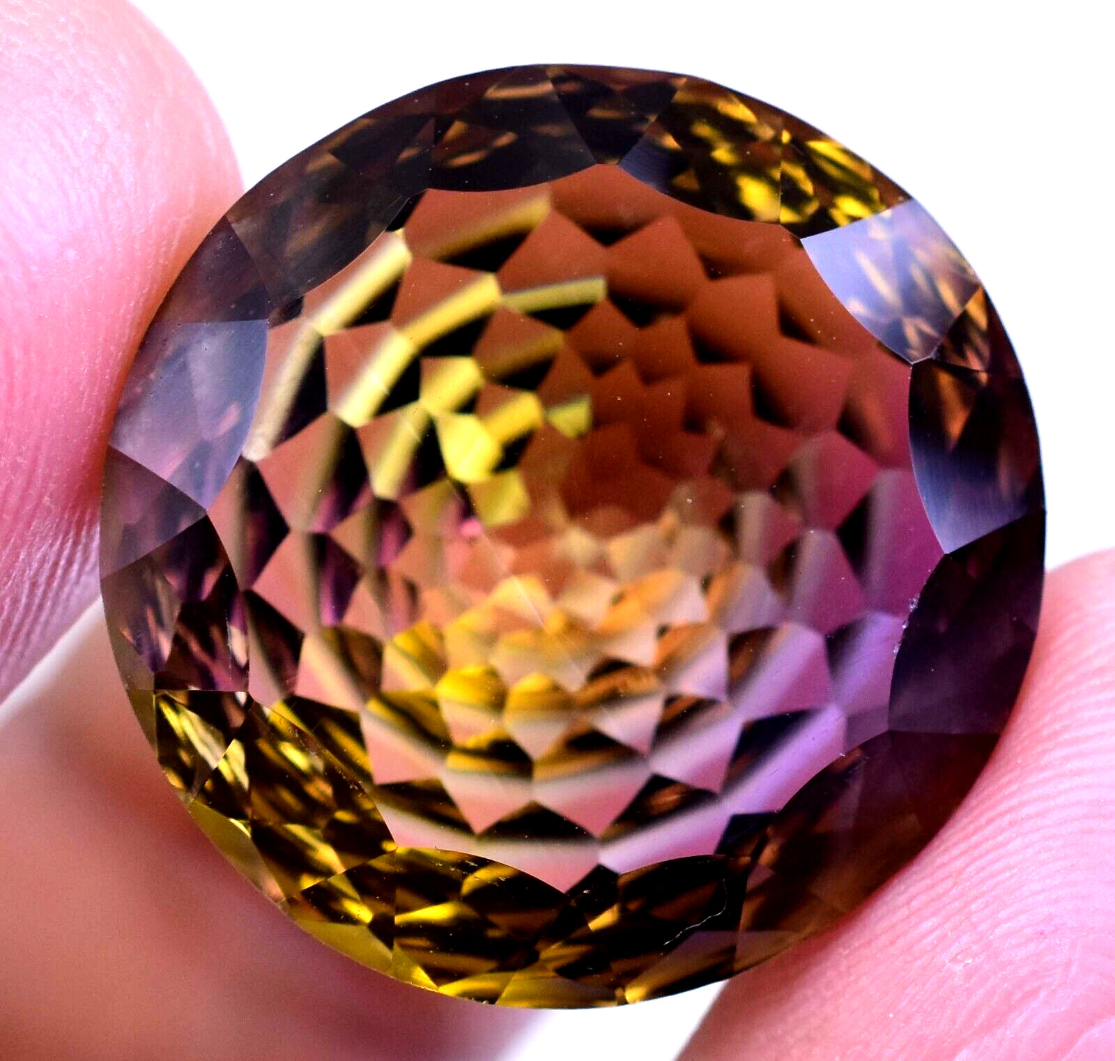 Flawless Natural Bi-Color Ametrine 24.75 Ct Round Certified Untreated Gemstone