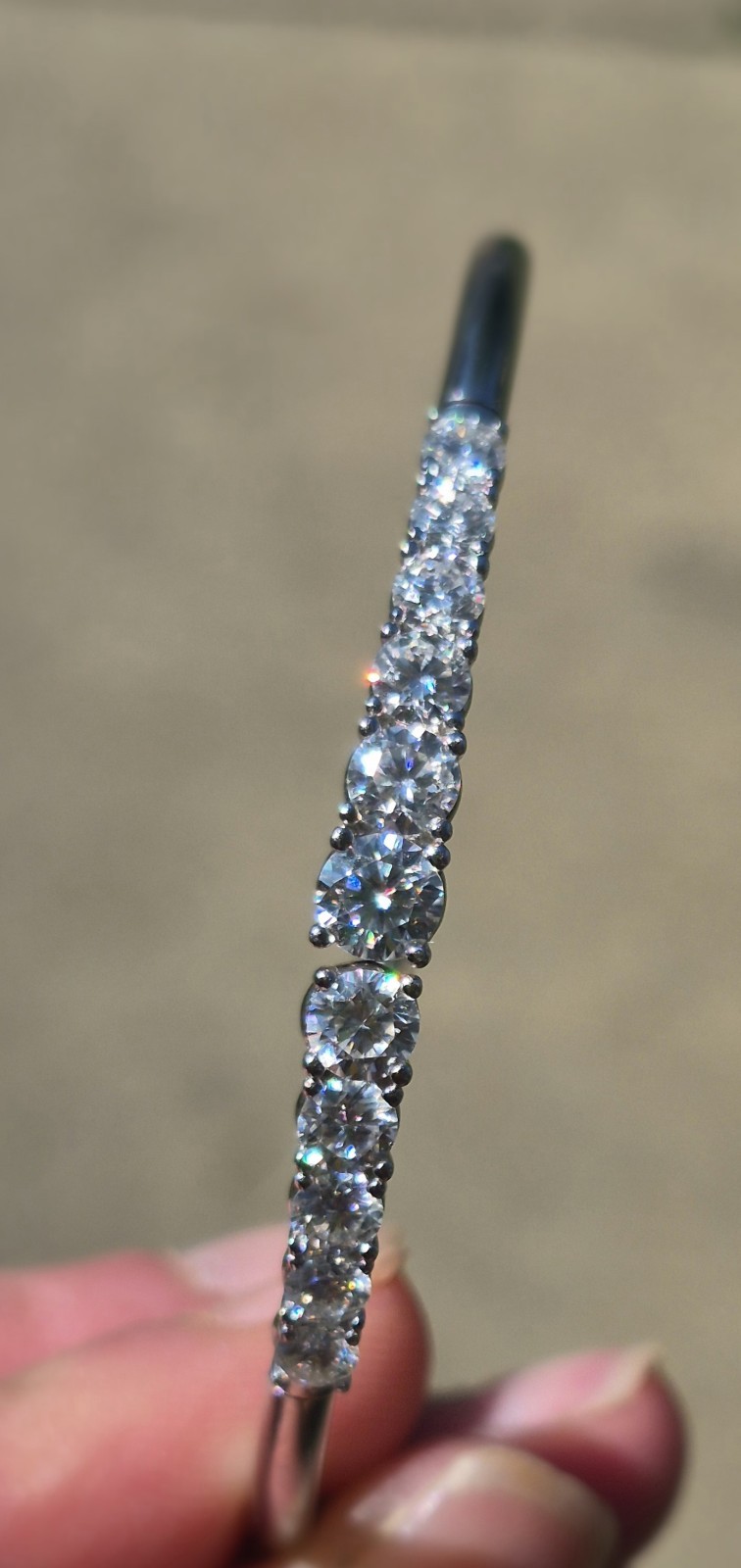 GRA Certified 3.6 Carat D VVS1 Gradient Moissanite Bangle 925 Sterling Silver