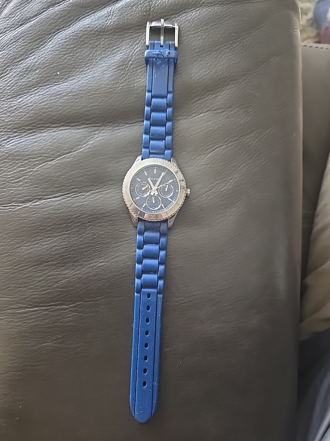 Ladies Fossil Stella ES-2872 Blue Multifunction Dial SS Silicone Quartz Watch