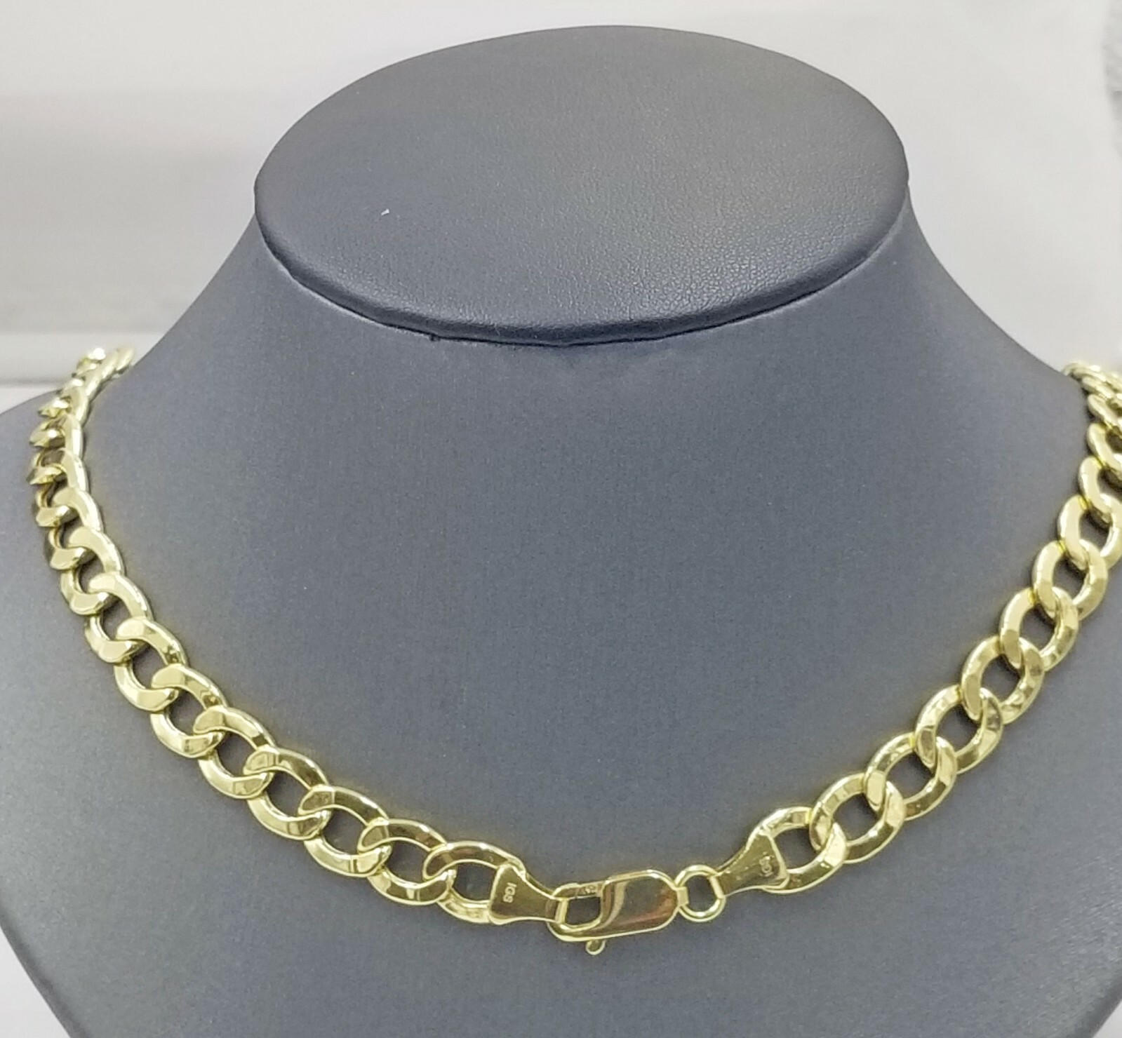 10K Yellow Gold Cuban Curb Link chain 10mm Necklace 18″-26″ Men Women